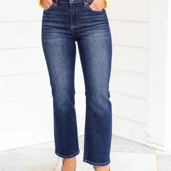 J21 Eleven By Risen High Rise Dark Wash Straight Leg Jeans - Picture 2 of 5